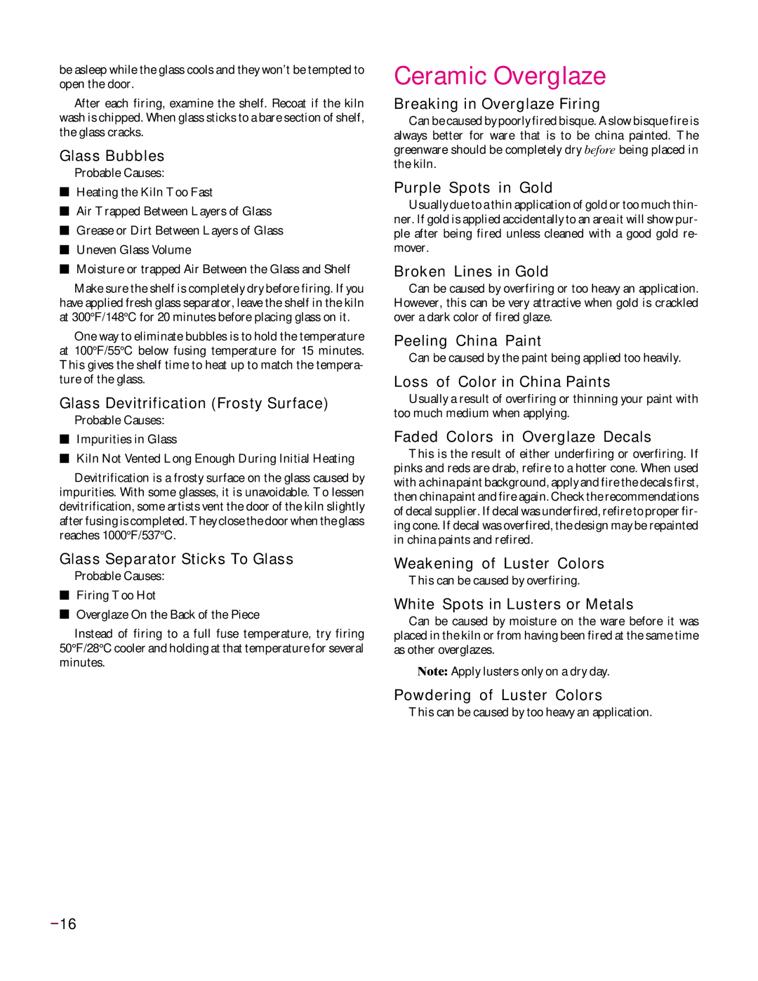 Elmer's Glass Kiln manual Ceramic Overglaze 