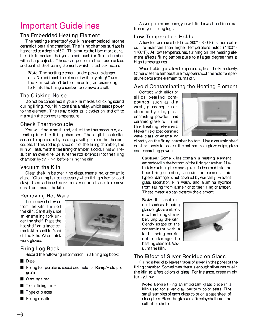 Elmer's Glass Kiln manual Important Guidelines 