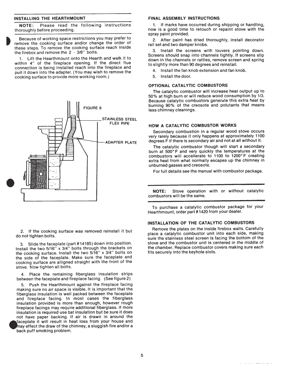 Elmira Stove Works 1400 manual 