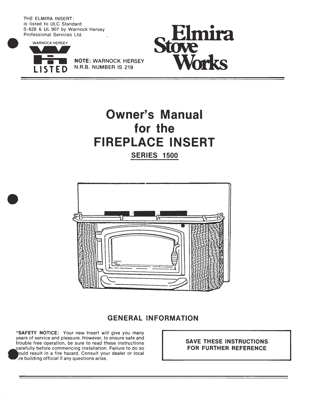 Elmira Stove Works 1500 manual 