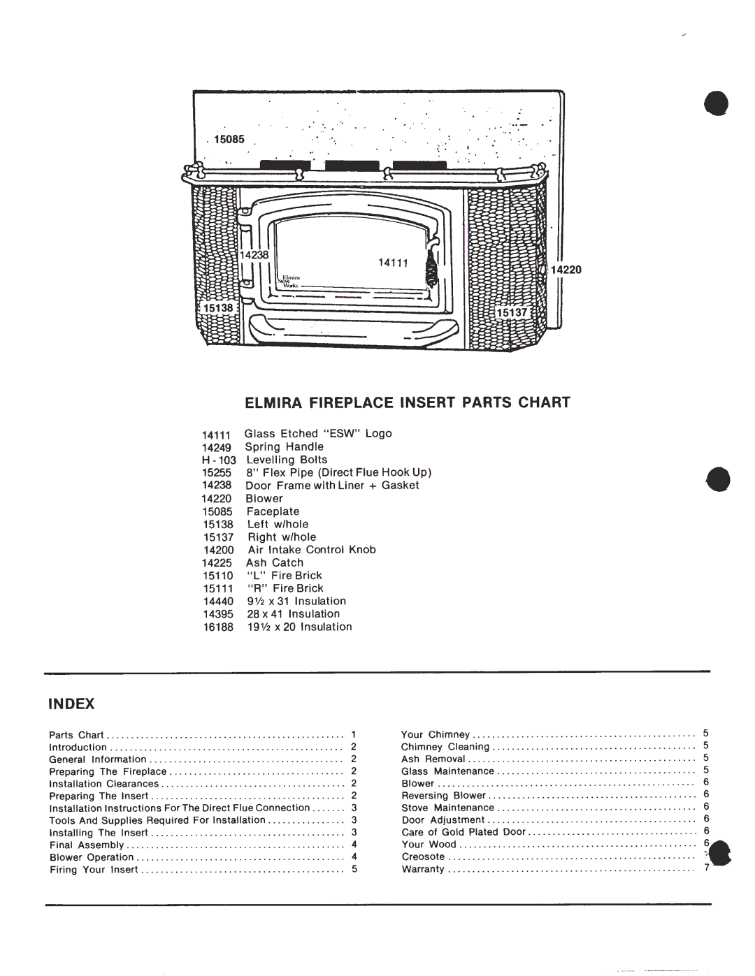 Elmira Stove Works 1500 manual 