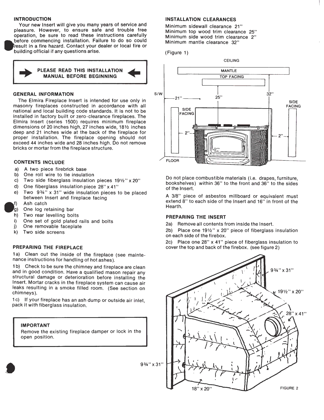 Elmira Stove Works 1500 manual 