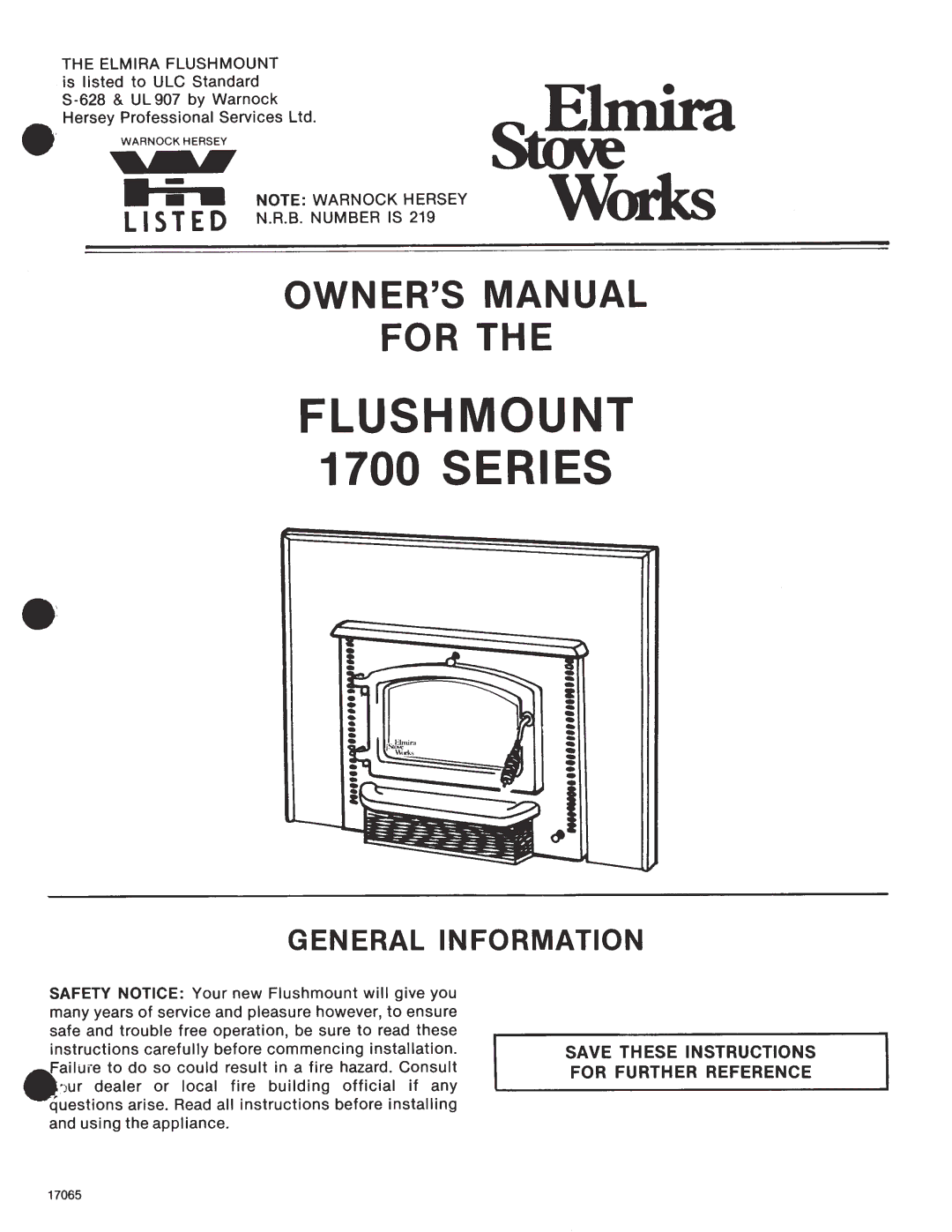 Elmira Stove Works 1700 manual 