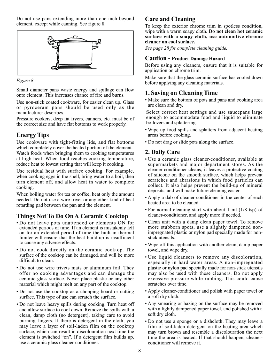 Elmira Stove Works 1954 Energy Tips, Things Not To Do On A Ceramic Cooktop, Care and Cleaning, Saving on Cleaning Time 
