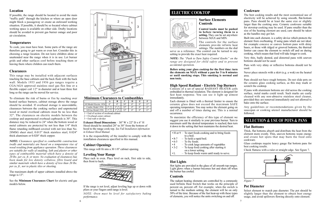 Elmira Stove Works 1956, 1955 manual Electric Cooktop 