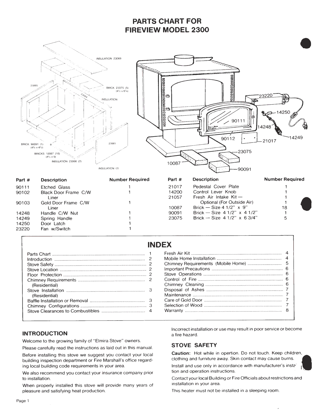 Elmira Stove Works 2300 manual 