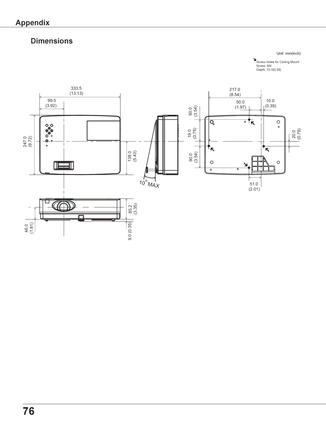 Elmo CRP-26 owner manual Dimensions 