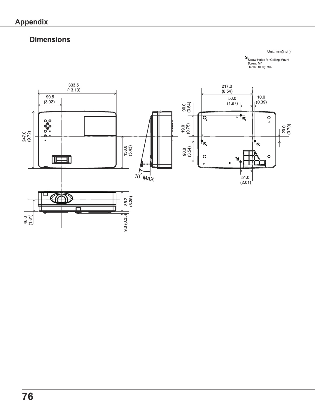Elmo CRP-26 owner manual Appendix, Dimensions 