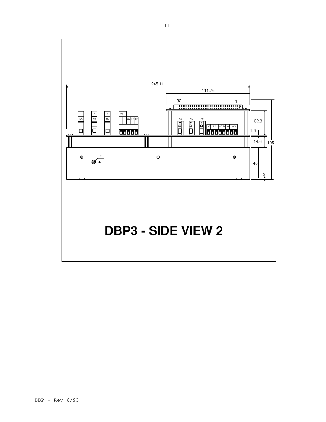 Elmo DBP SERIES manual DBP3 Side View 