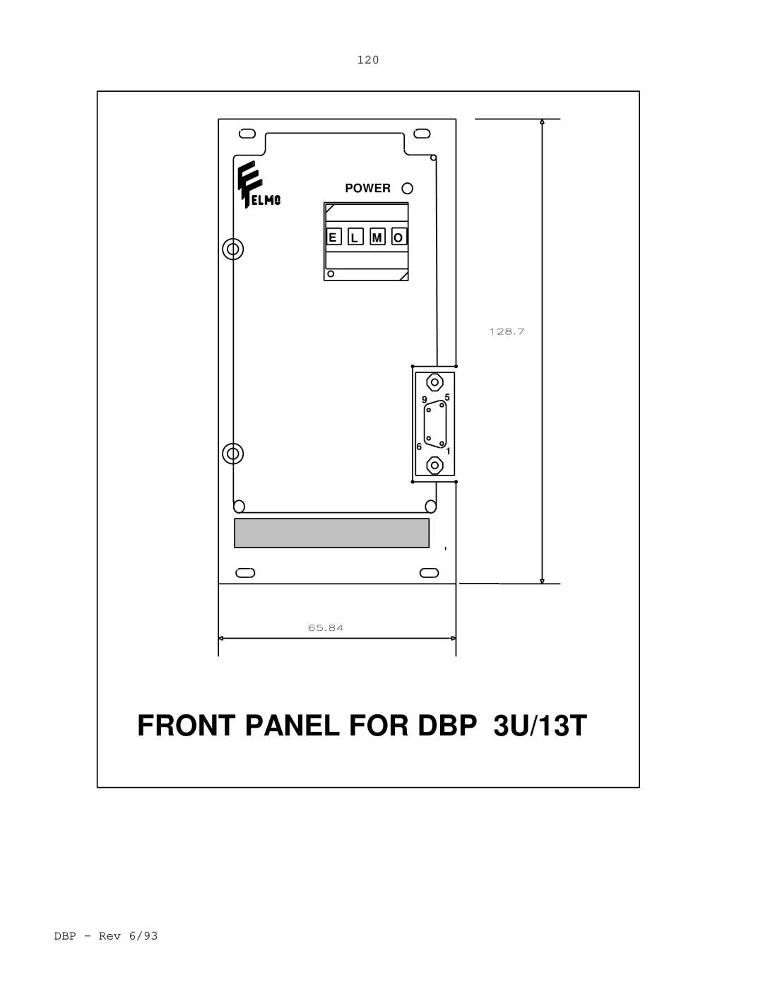 Elmo DBP SERIES manual Front Panel for DBP 3U/13T, 120 