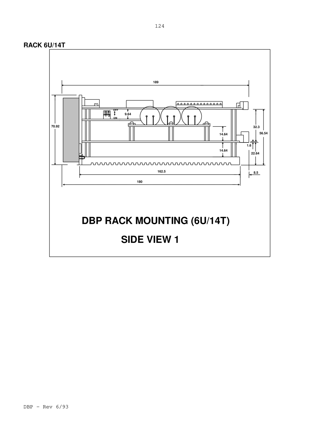 Elmo DBP SERIES manual DBP Rack Mounting 6U/14T Side View 