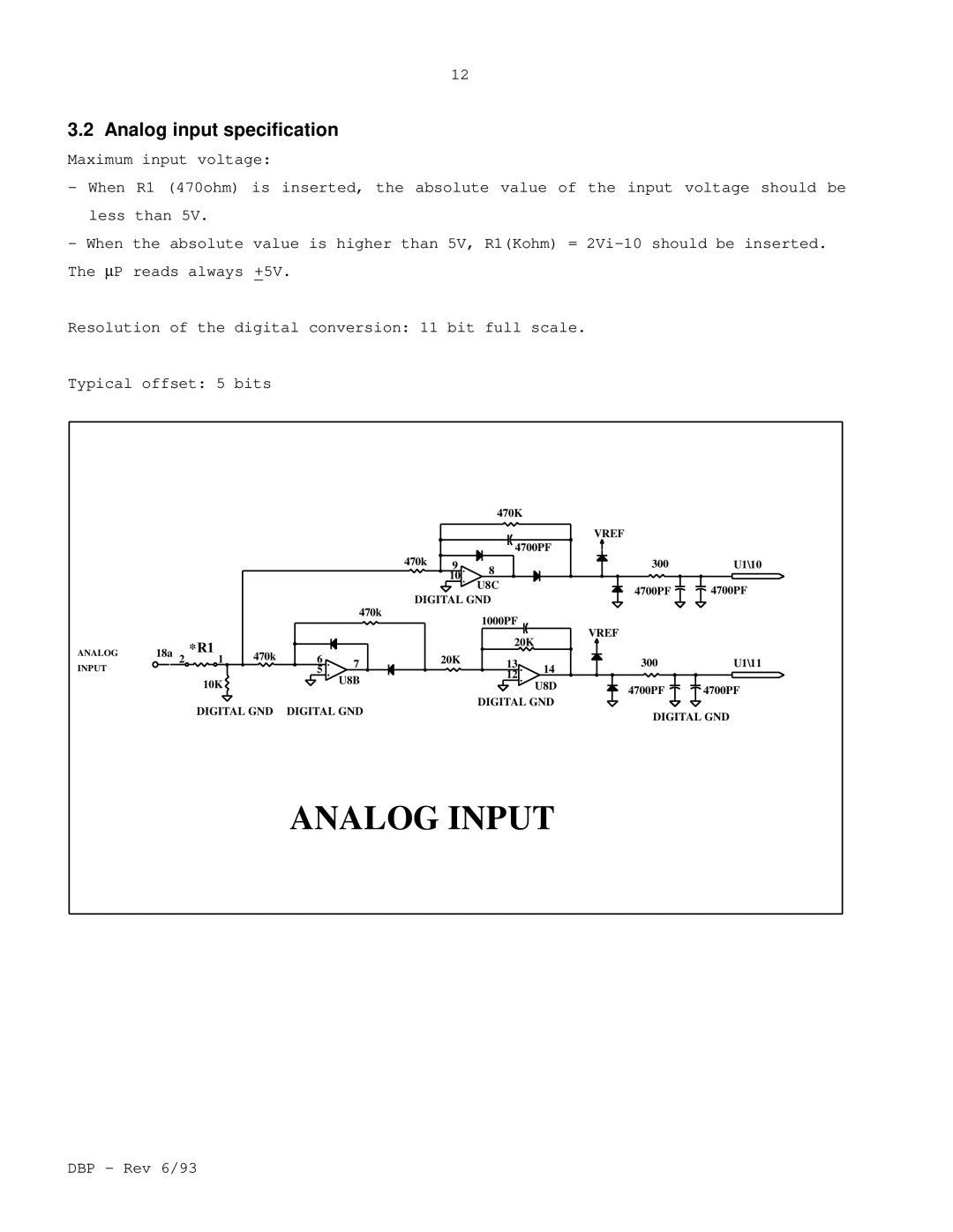 Elmo DBP SERIES manual Analog Input, Analog input specification 