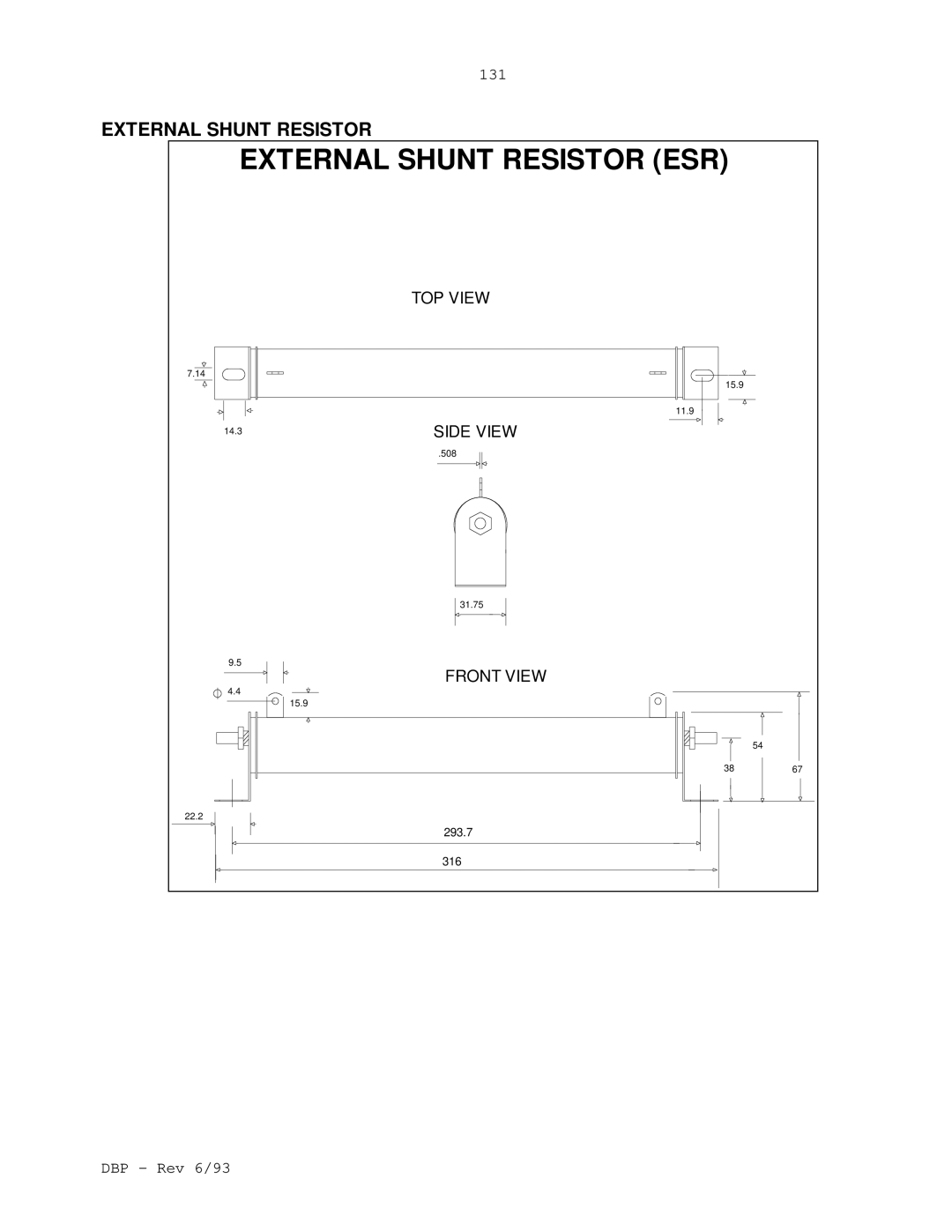 Elmo DBP SERIES manual External Shunt Resistor ESR 