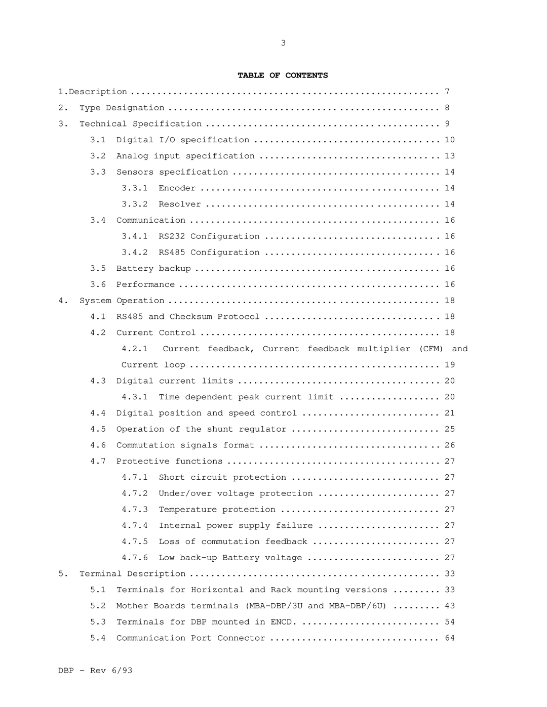 Elmo DBP SERIES manual Table of Contents 