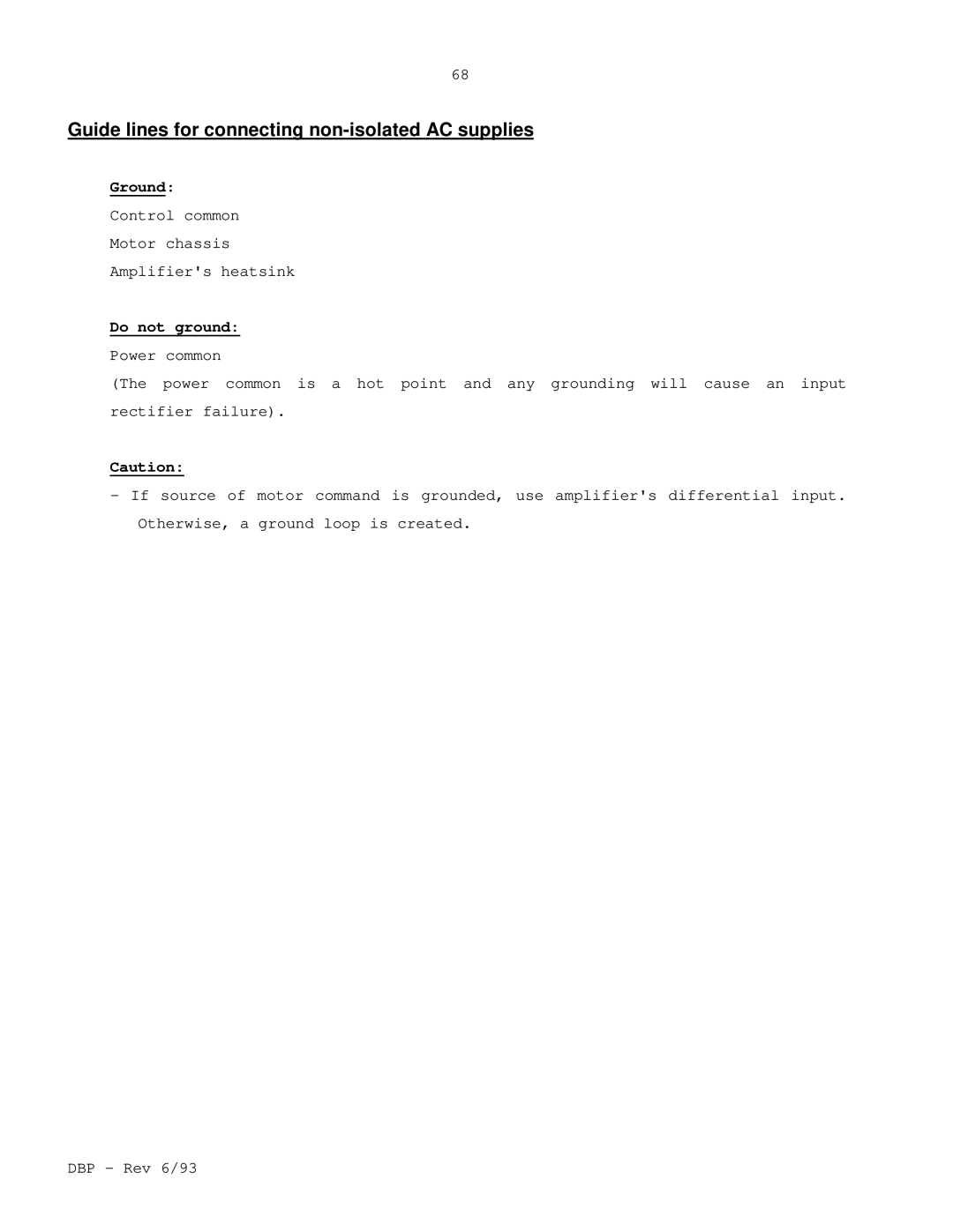 Elmo DBP SERIES manual Guide lines for connecting non-isolated AC supplies, Ground, Do not ground 