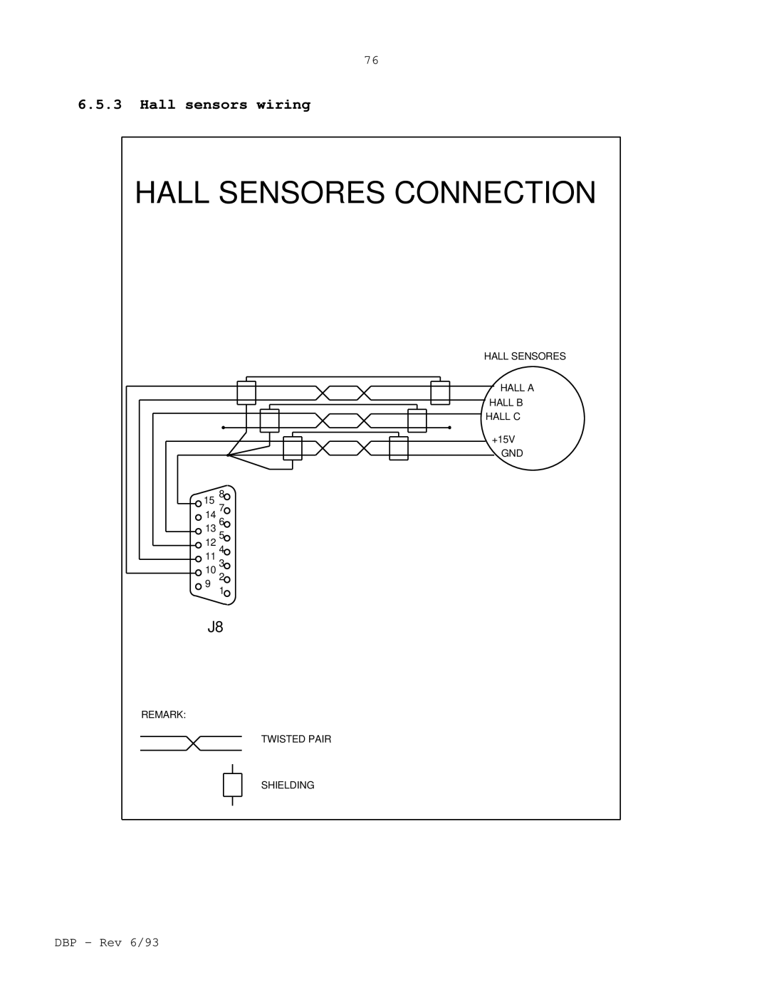 Elmo DBP SERIES manual Hall Sensores Connection, Hall sensors wiring 