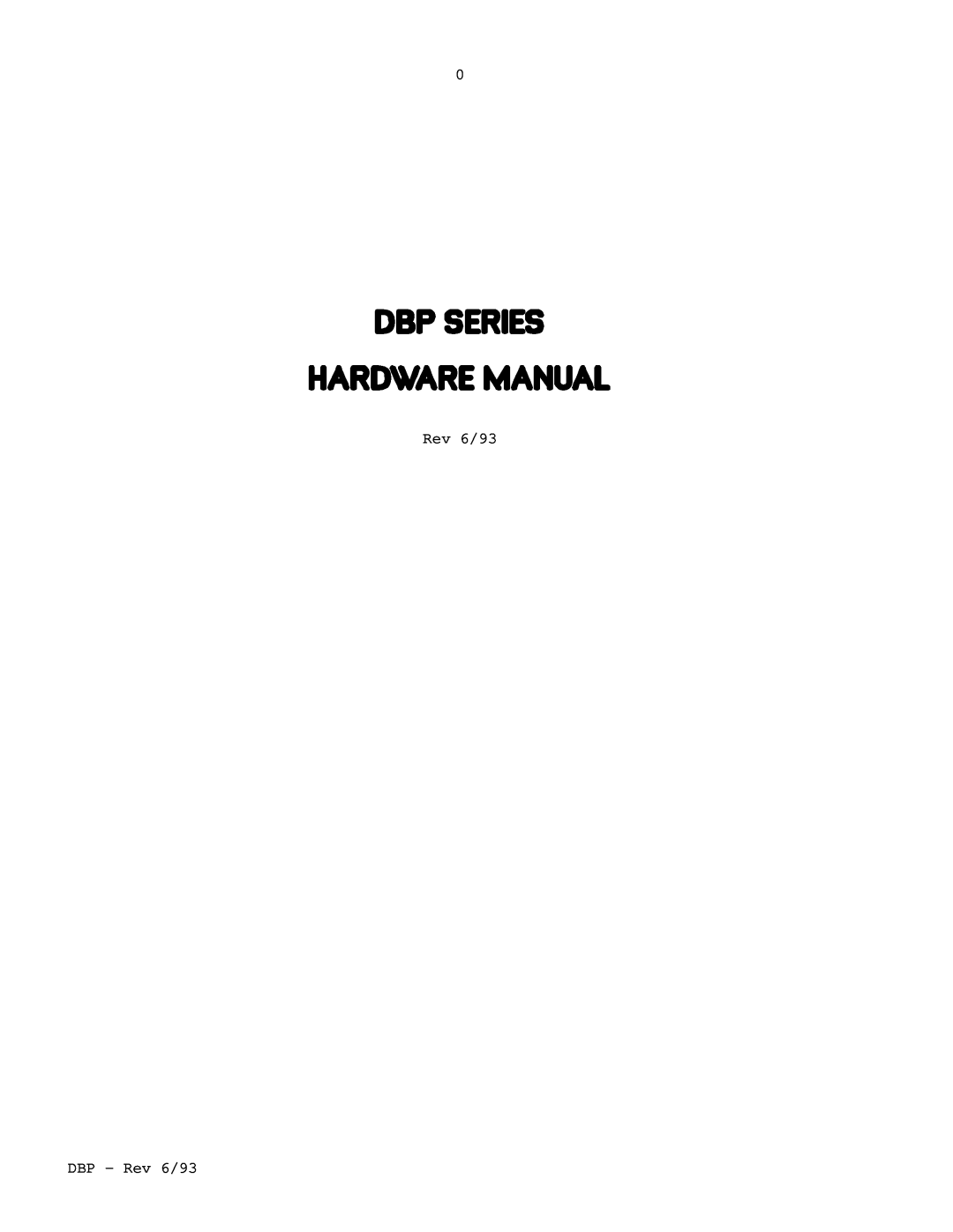Elmo DBP SERIES manual DBP - Rev 6/93 