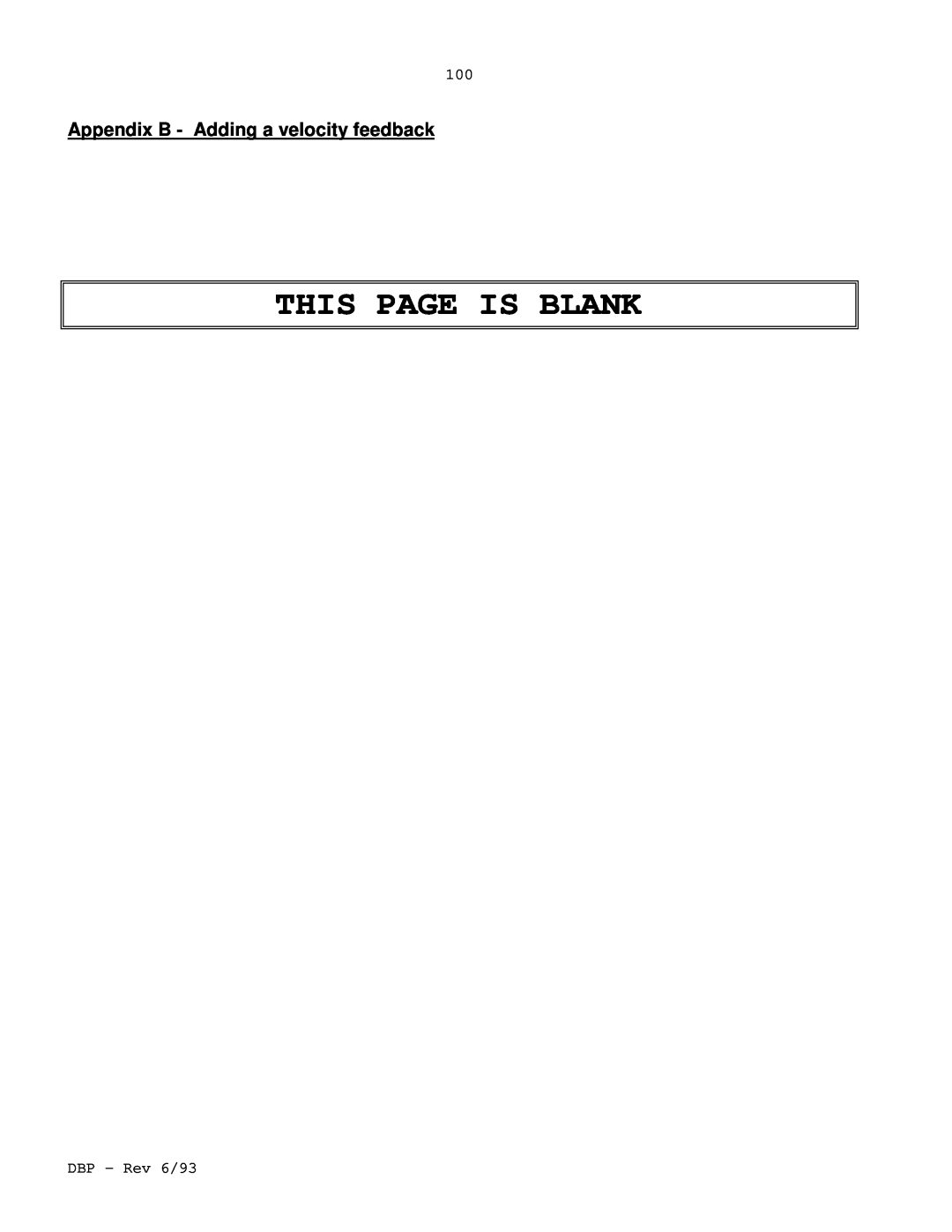Elmo DBP SERIES manual Appendix B - Adding a velocity feedback, This Page Is Blank 