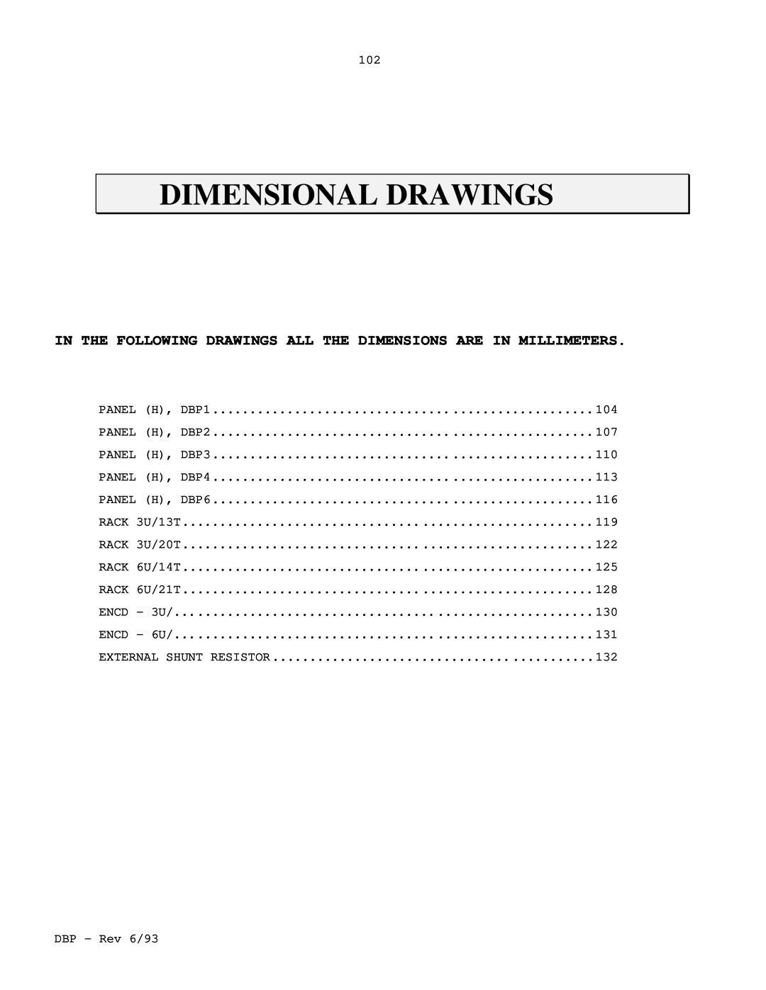 Elmo DBP SERIES manual Dimensional Drawings 