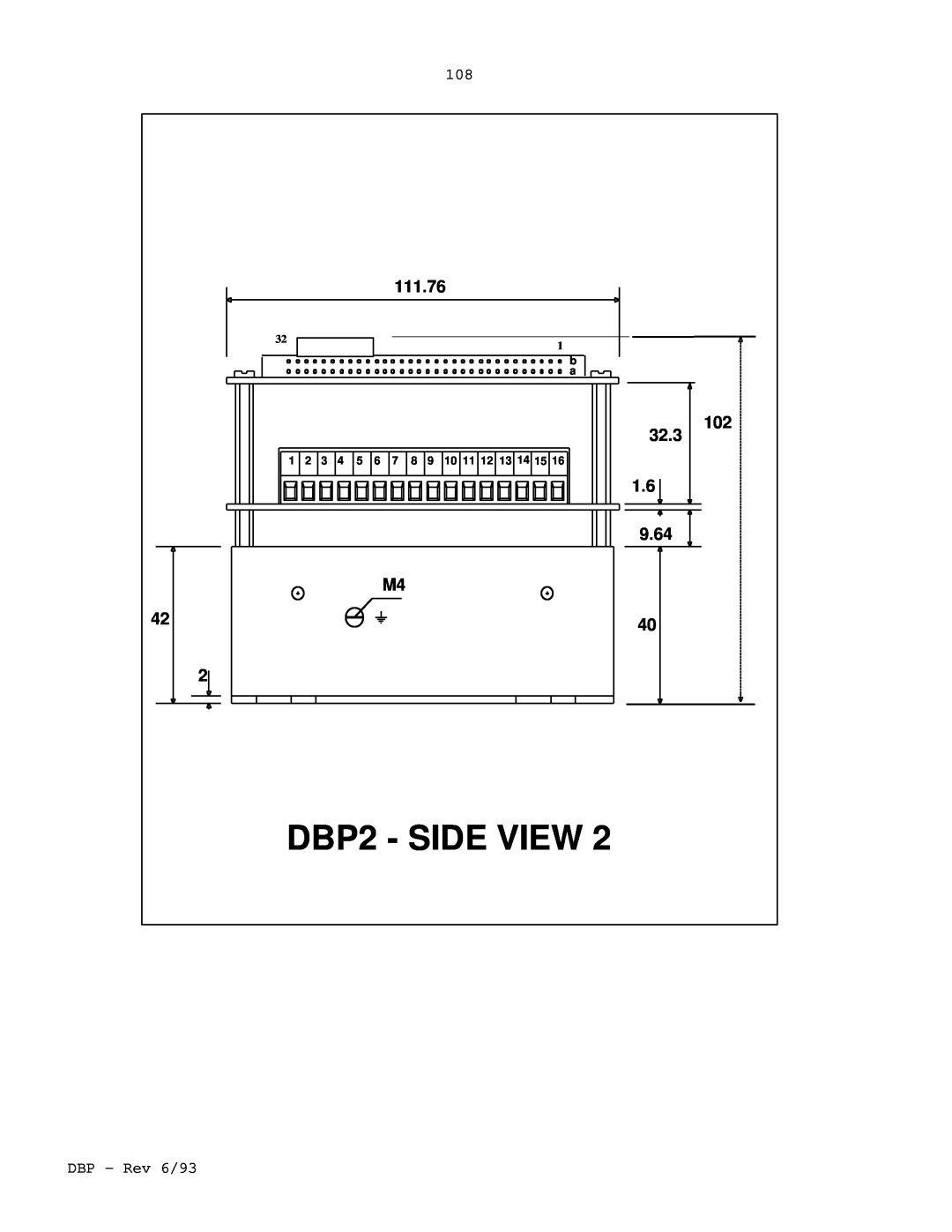 Elmo DBP SERIES manual DBP2 - SIDE VIEW, 111.76, 32.3, 9.64 