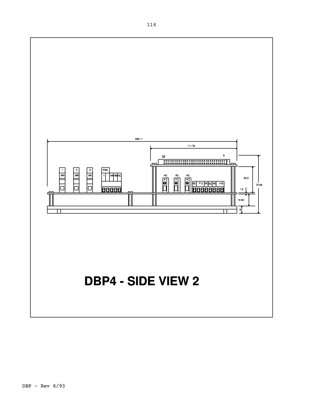 Elmo DBP SERIES manual DBP4 - SIDE VIEW, DBP - Rev 6/93 