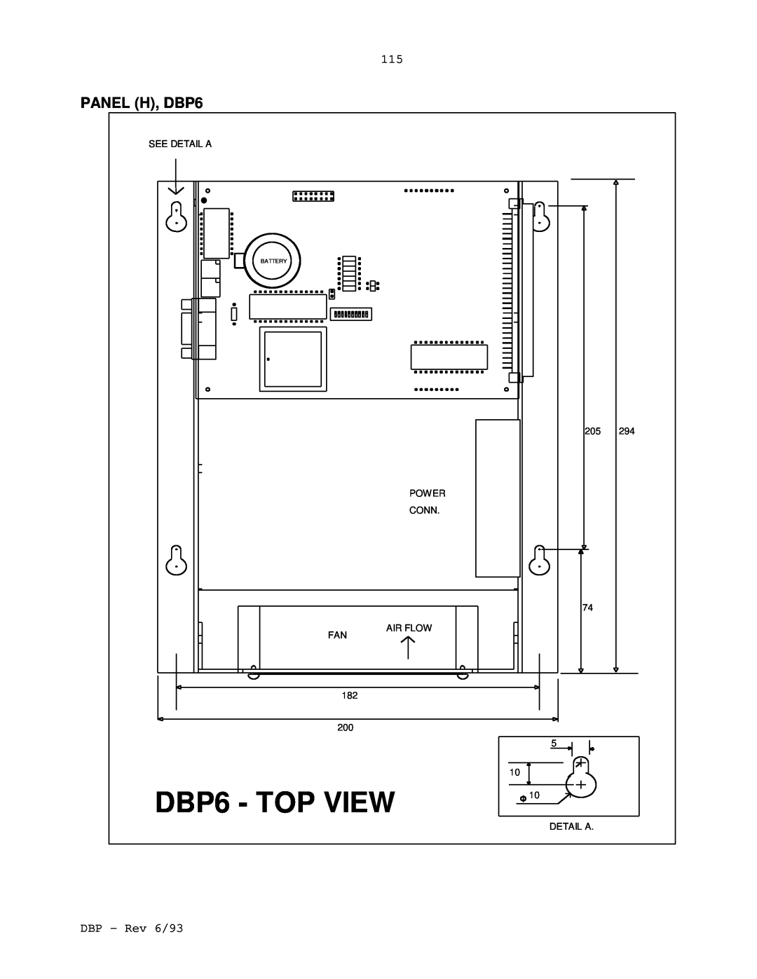 Elmo DBP SERIES manual DBP6 - TOP VIEW, PANEL H, DBP6 