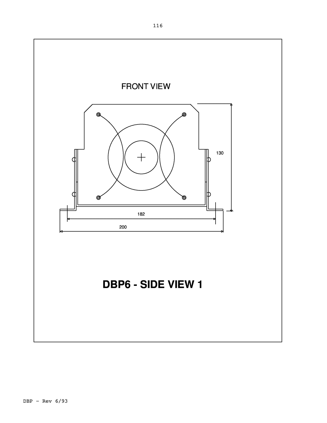 Elmo DBP SERIES manual DBP6 - SIDE VIEW, Front View, 130 