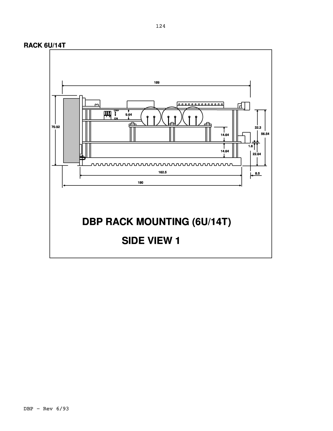 Elmo DBP SERIES manual DBP RACK MOUNTING 6U/14T, Side View, RACK 6U/14T 