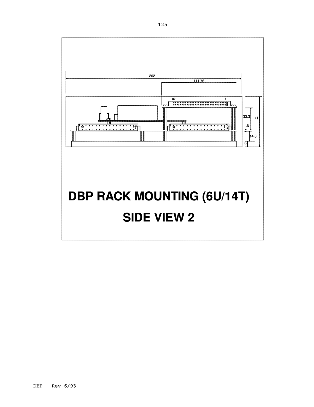 Elmo DBP SERIES manual DBP RACK MOUNTING 6U/14T, Side View 