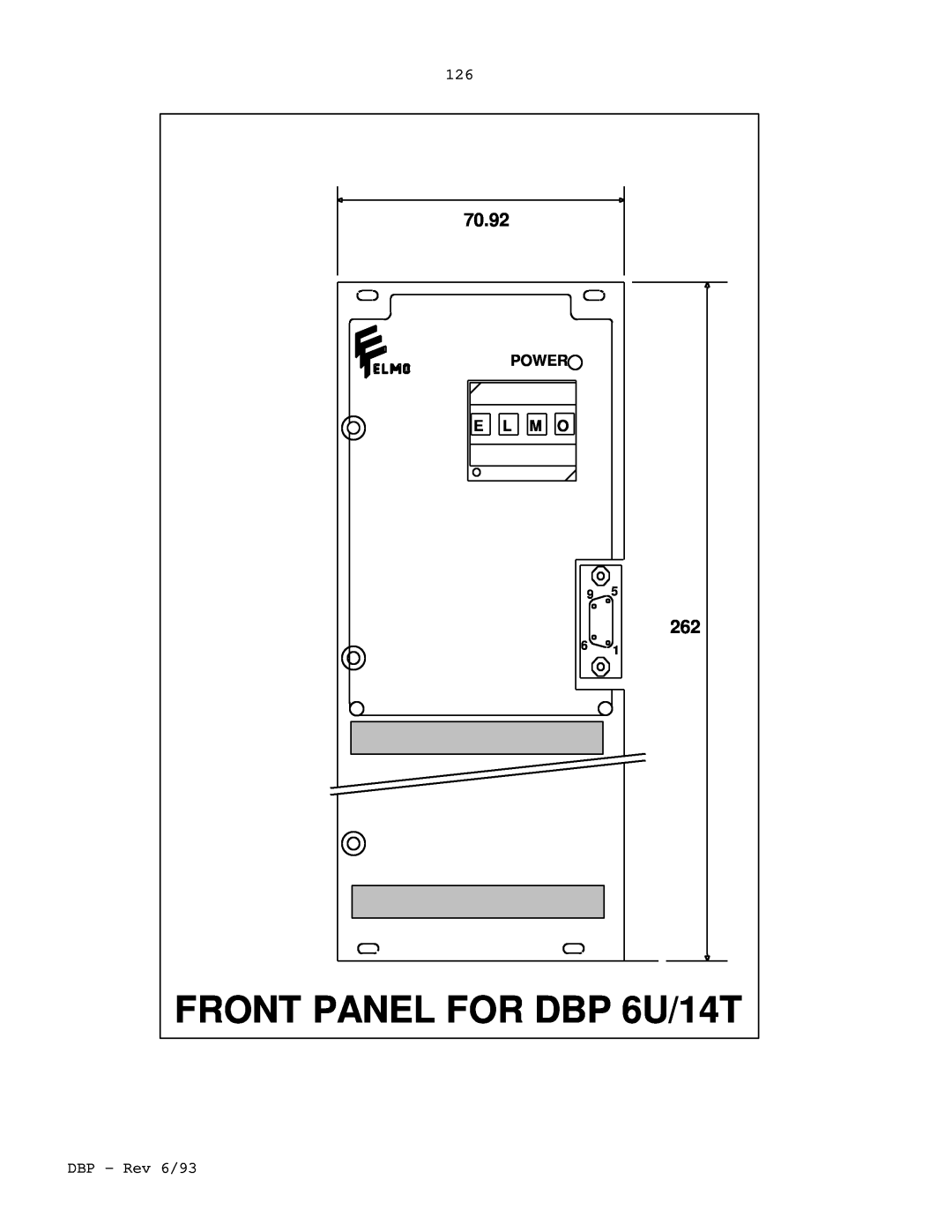 Elmo DBP SERIES manual FRONT PANEL FOR DBP 6U/14T, 70.92, Power 
