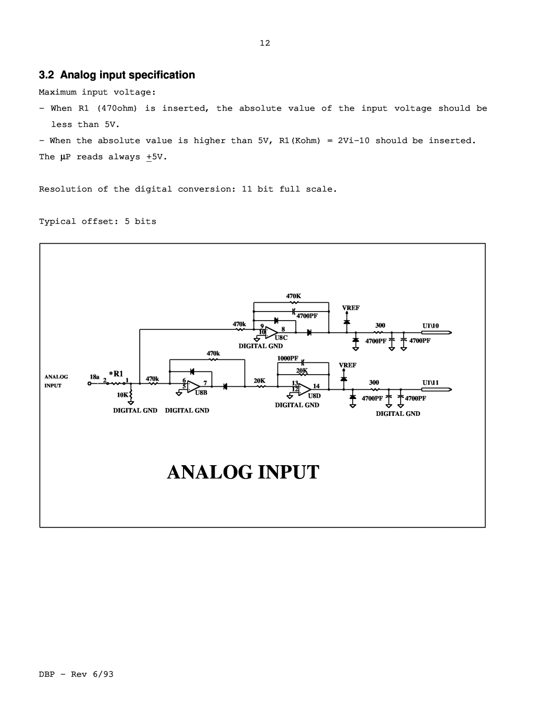 Elmo DBP SERIES manual Analog Input, Analog input specification 