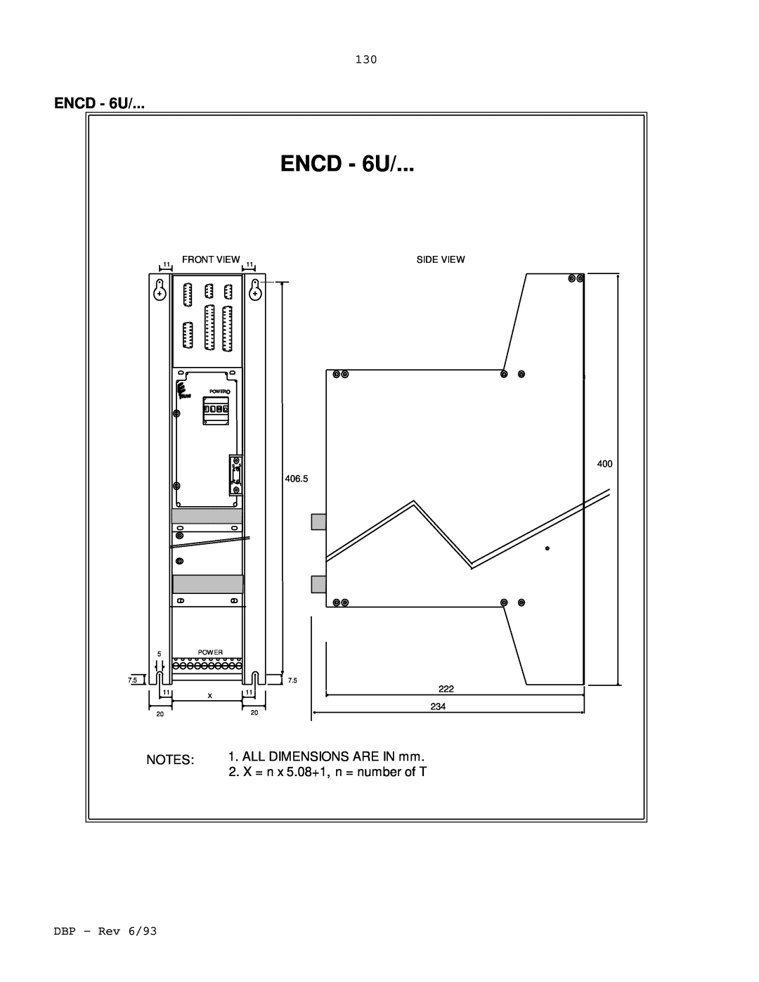 Elmo DBP SERIES manual ENCD - 6U, Front View, Side View, 406.5 