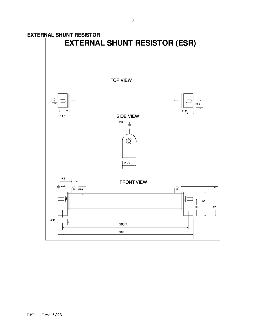 Elmo DBP SERIES manual External Shunt Resistor Esr, 293.7 