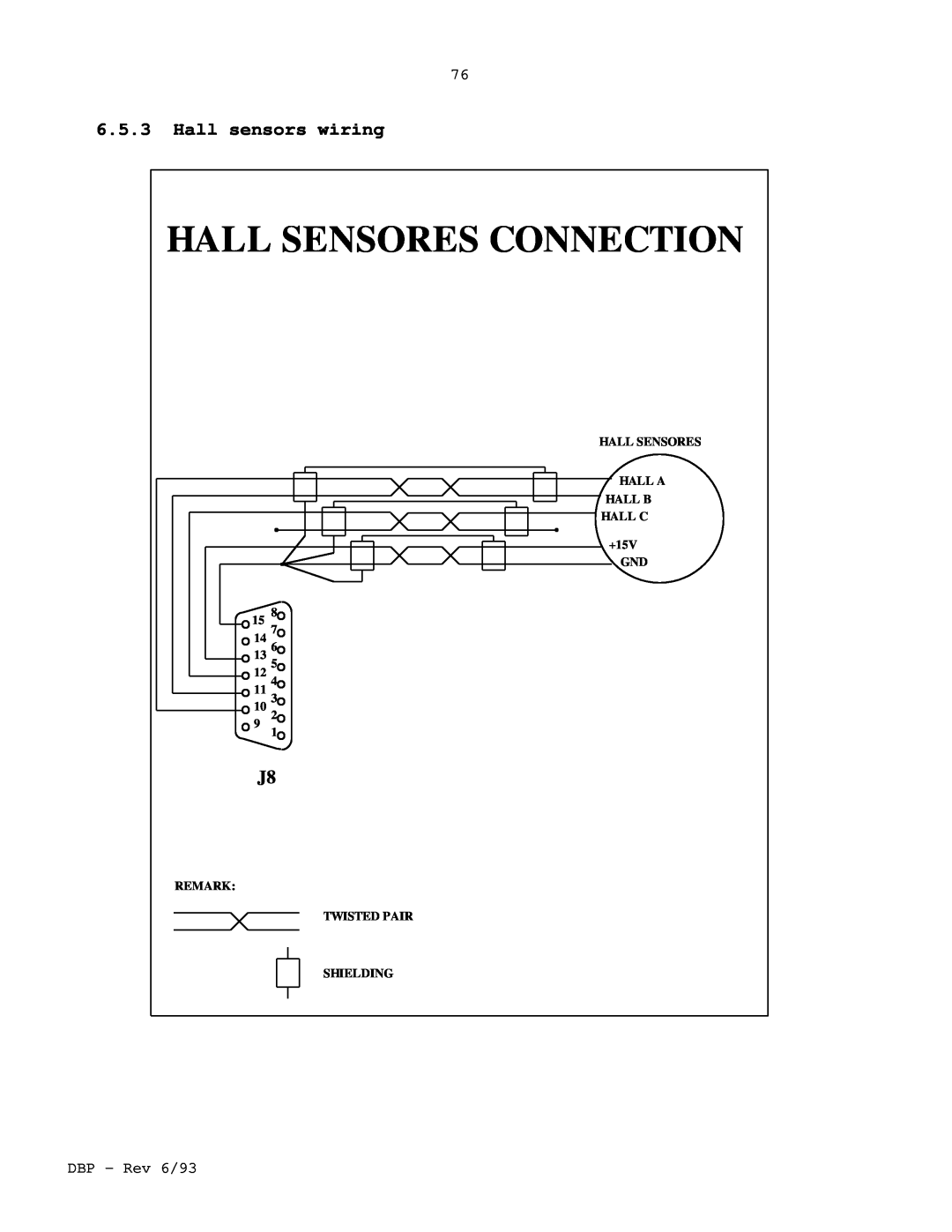 Elmo DBP SERIES manual Hall Sensores Connection, 6.5.3Hall sensors wiring 