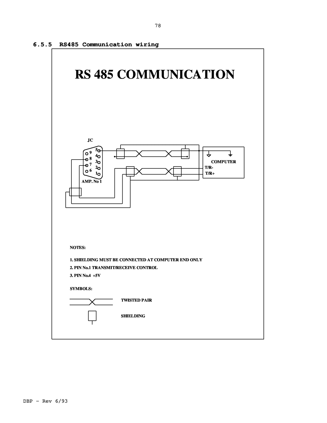 Elmo DBP SERIES manual RS 485 COMMUNICATION, 6.5.5RS485 Communication wiring 