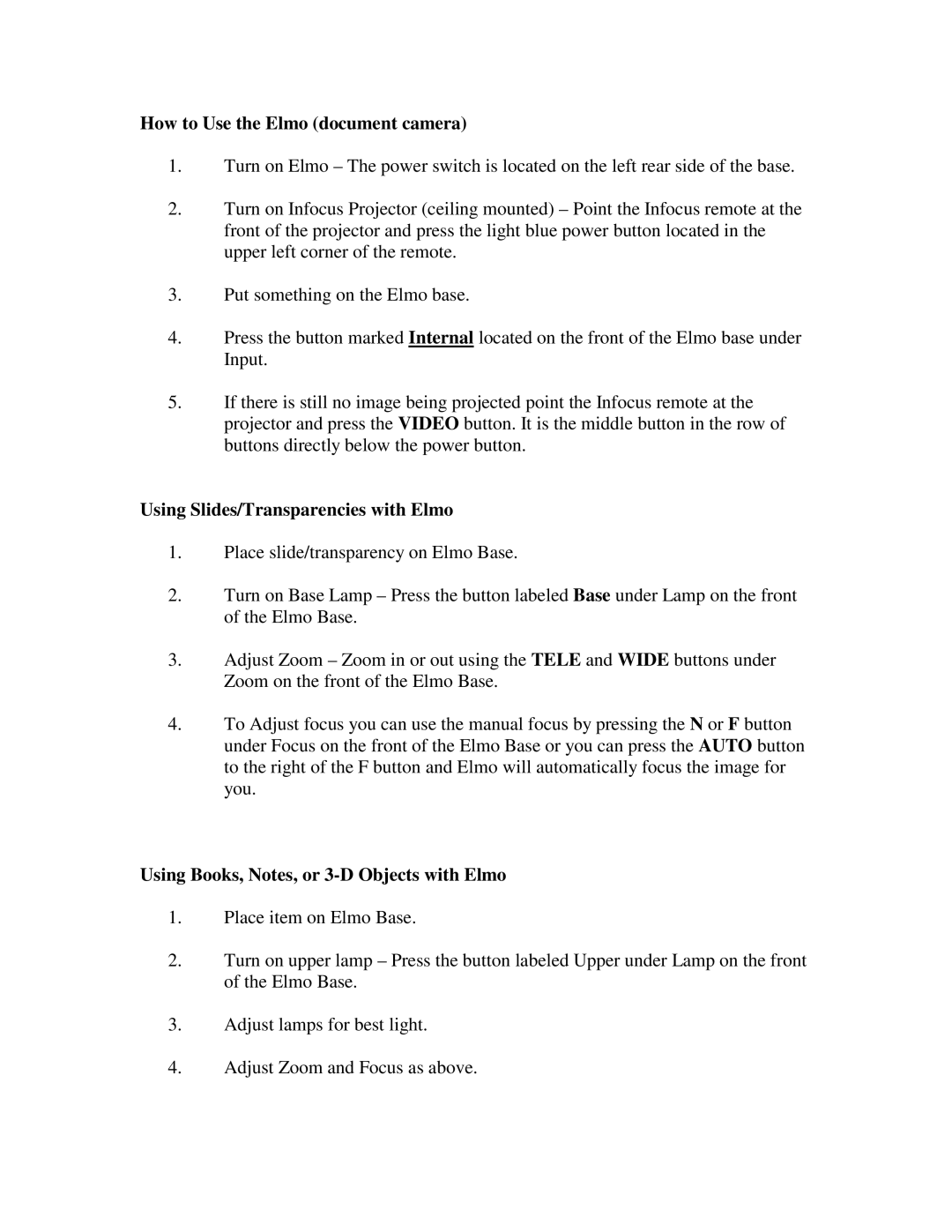 Elmo Digital Camera manual How to Use the Elmo document camera, Using Slides/Transparencies with Elmo 