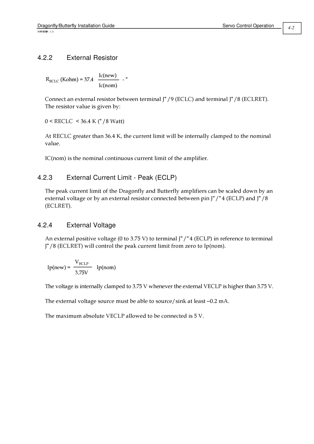 Elmo BUT- X/YYY, DRA- X/YY manual External Resistor, External Current Limit Peak Eclp, External Voltage 