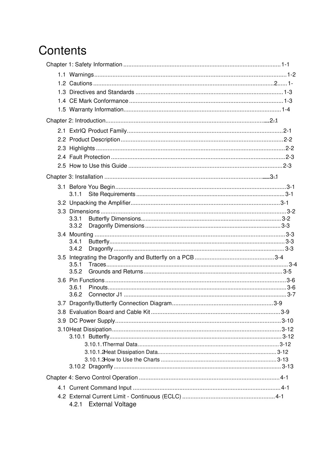 Elmo DRA- X/YY, BUT- X/YYY, ExtrIQ Dragonfly/Butterfly manual Contents 