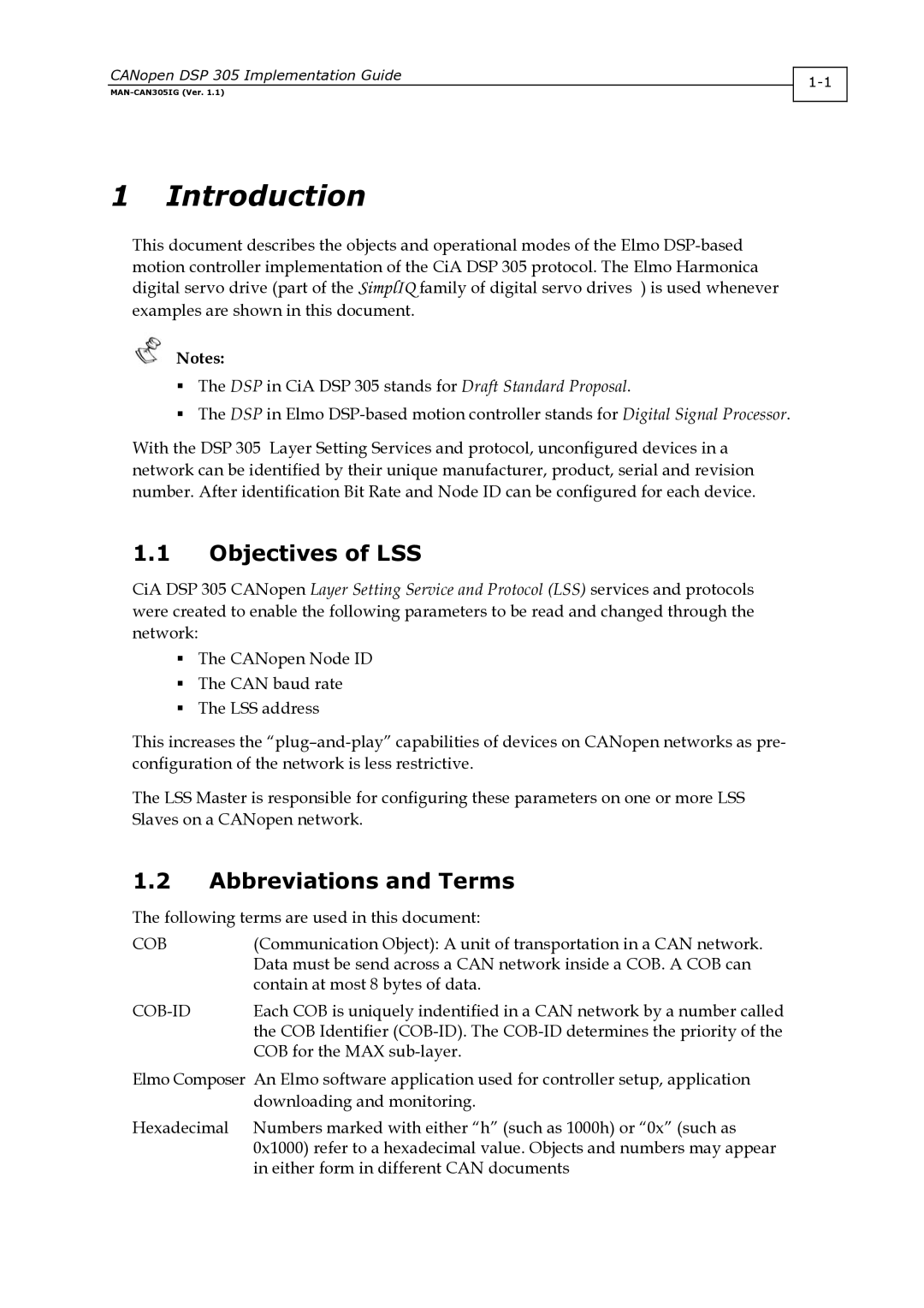 Elmo DSP 305 manual Introduction, Objectives of LSS, Abbreviations and Terms 