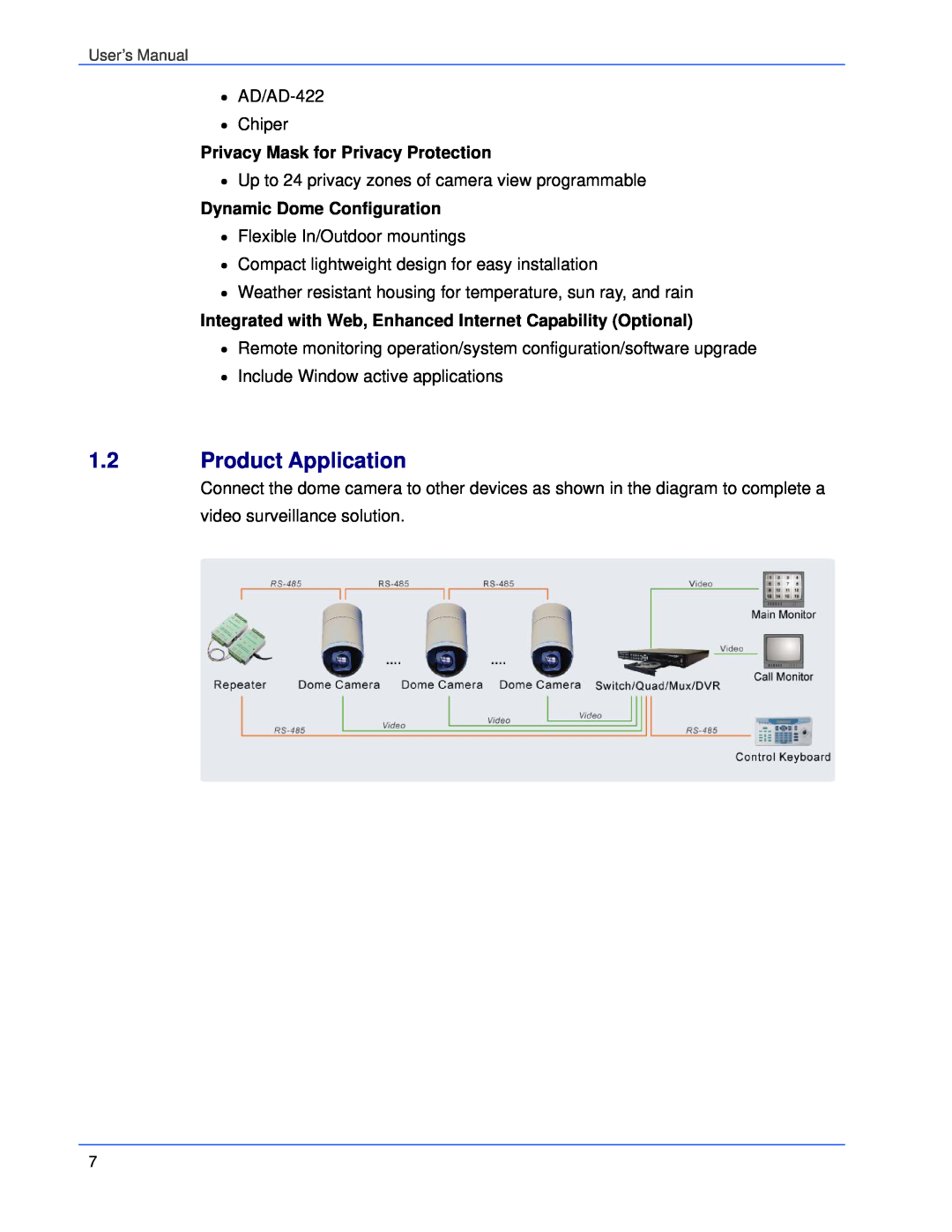 Elmo ESD-370 user manual Product Application, Privacy Mask for Privacy Protection, Dynamic Dome Configuration 