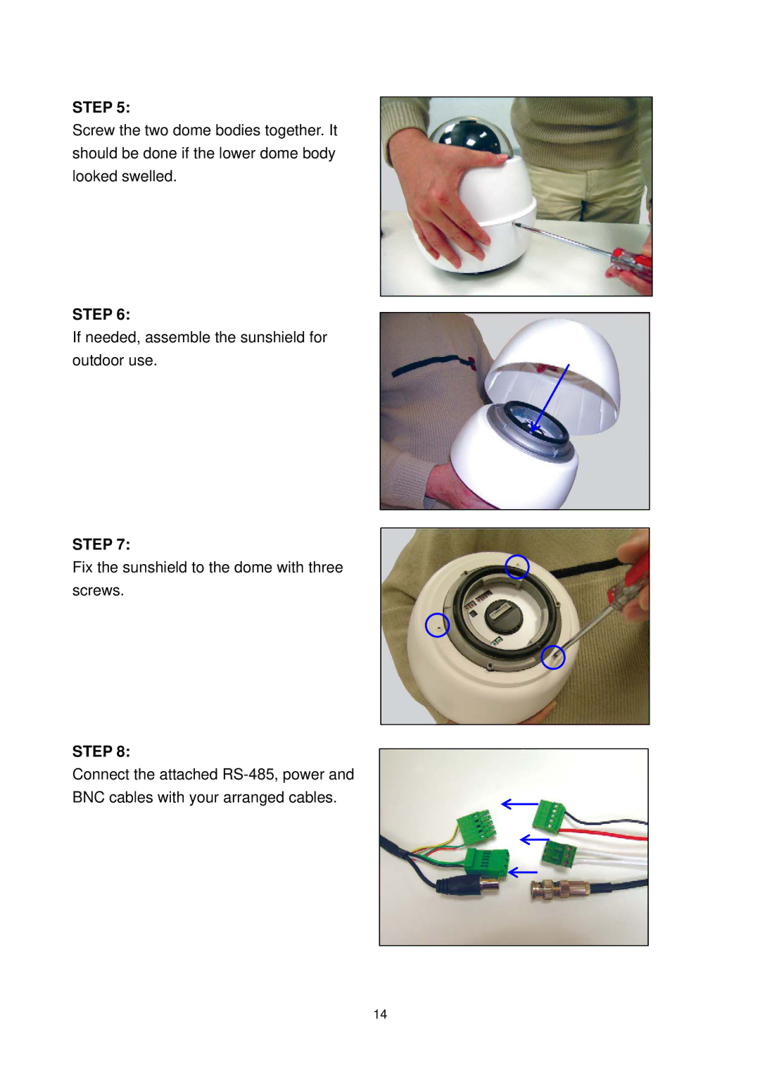 Elmo ESD-380 user manual If needed, assemble the sunshield for outdoor use 