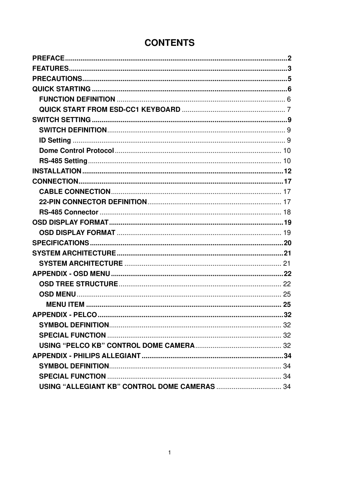 Elmo ESD-380 user manual Contents 