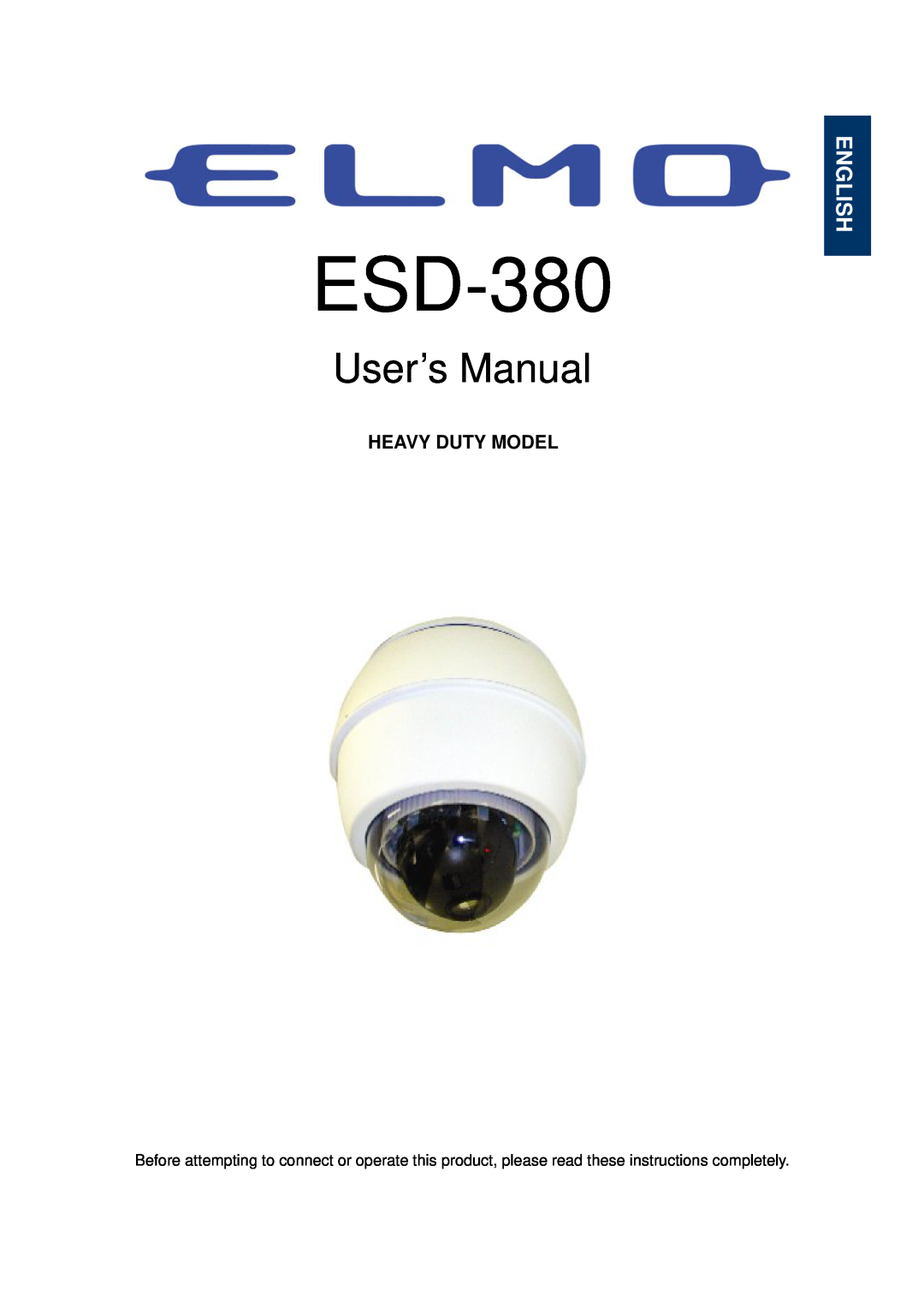 Elmo ESD-380 user manual User’s Manual, English 