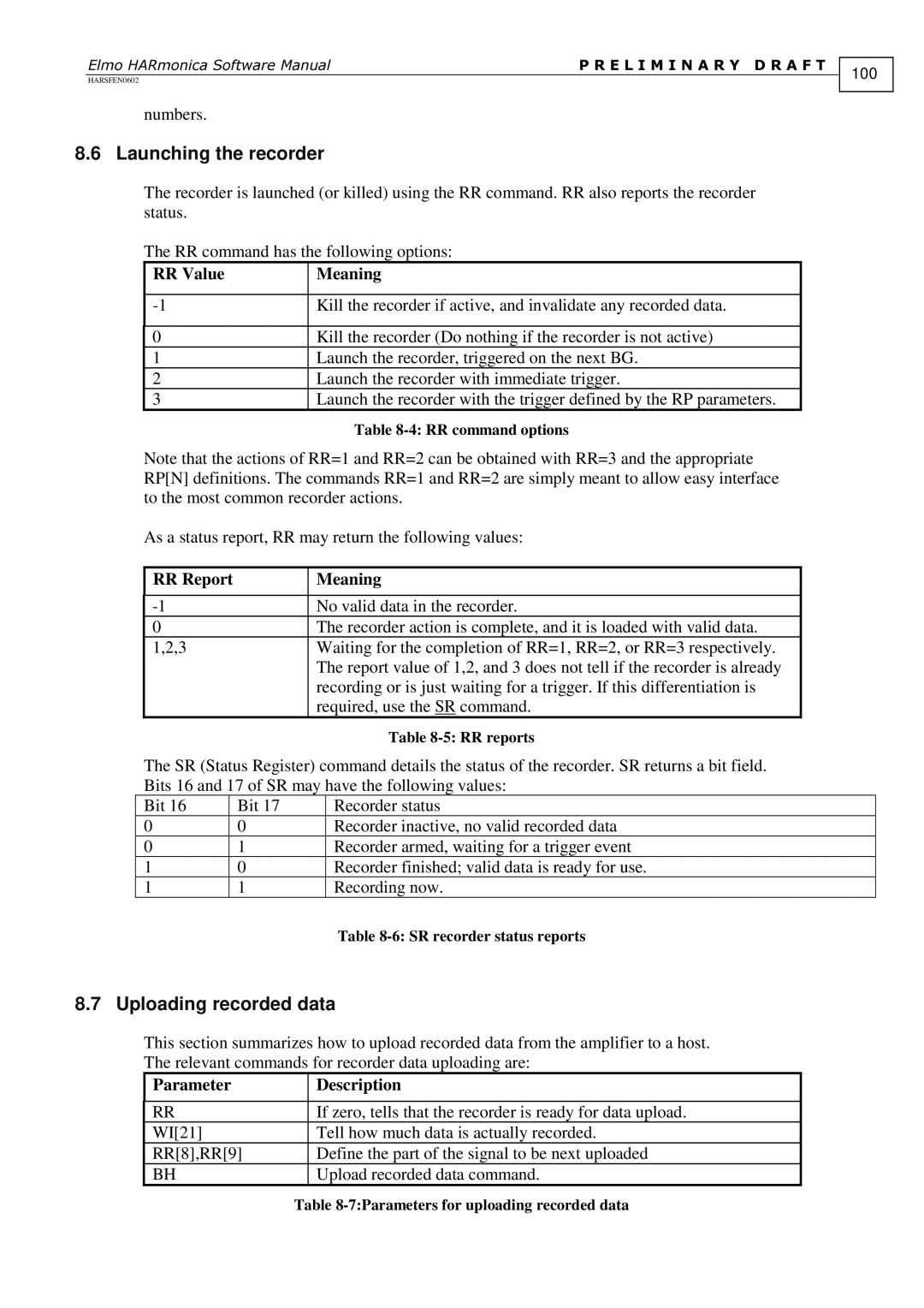 Elmo HARmonica, HARSFEN0602 software manual 100, Launching the recorder, Uploading recorded data 