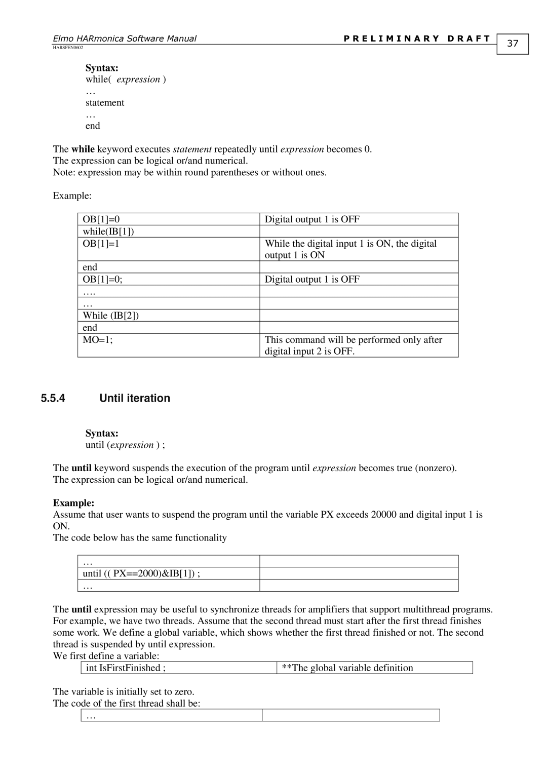 Elmo HARSFEN0602, HARmonica software manual Until iteration, While expression 