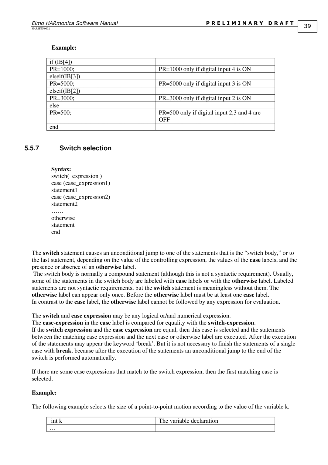 Elmo HARSFEN0602, HARmonica software manual Switch selection, Off 