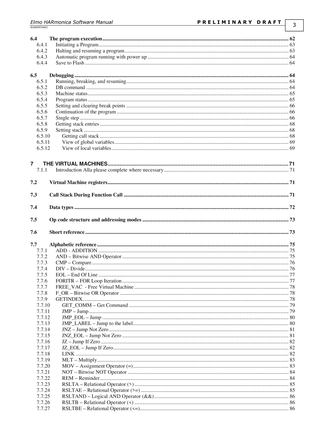 Elmo HARSFEN0602, HARmonica software manual Program execution 