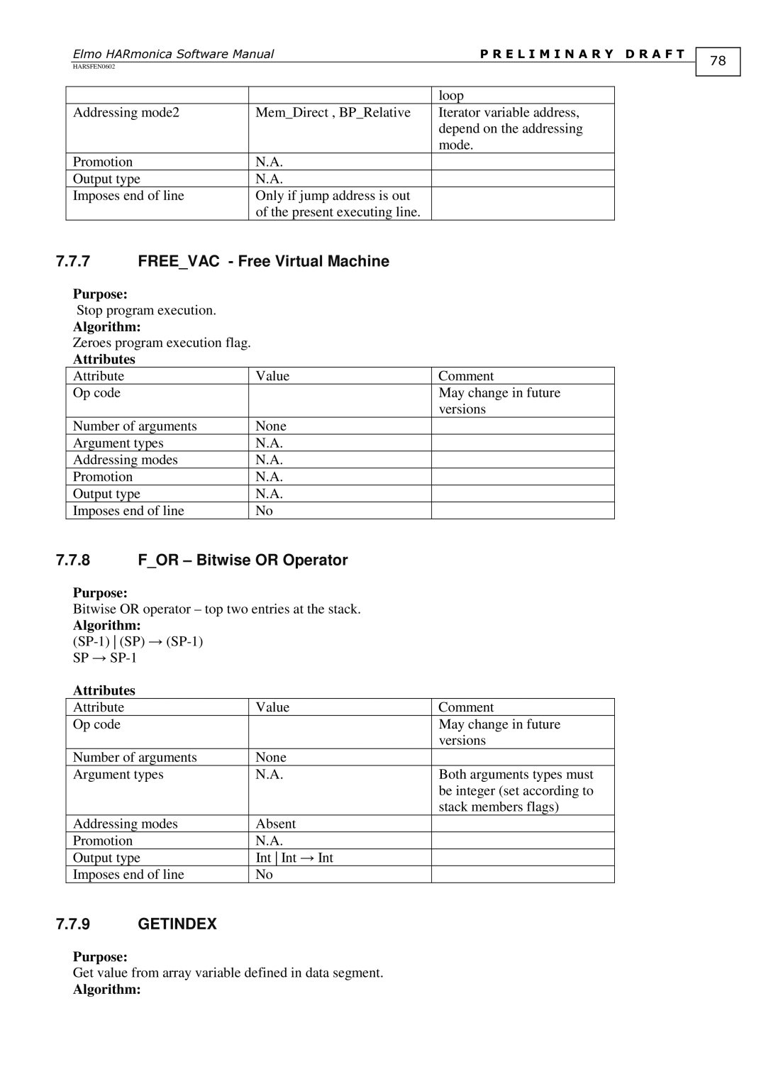 Elmo HARmonica, HARSFEN0602 software manual Freevac Free Virtual Machine, For Bitwise or Operator 