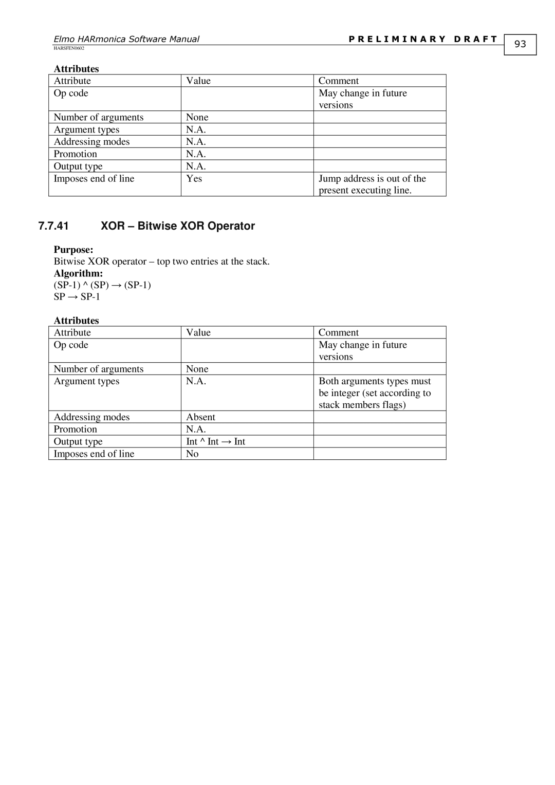 Elmo HARSFEN0602, HARmonica software manual XOR Bitwise XOR Operator 