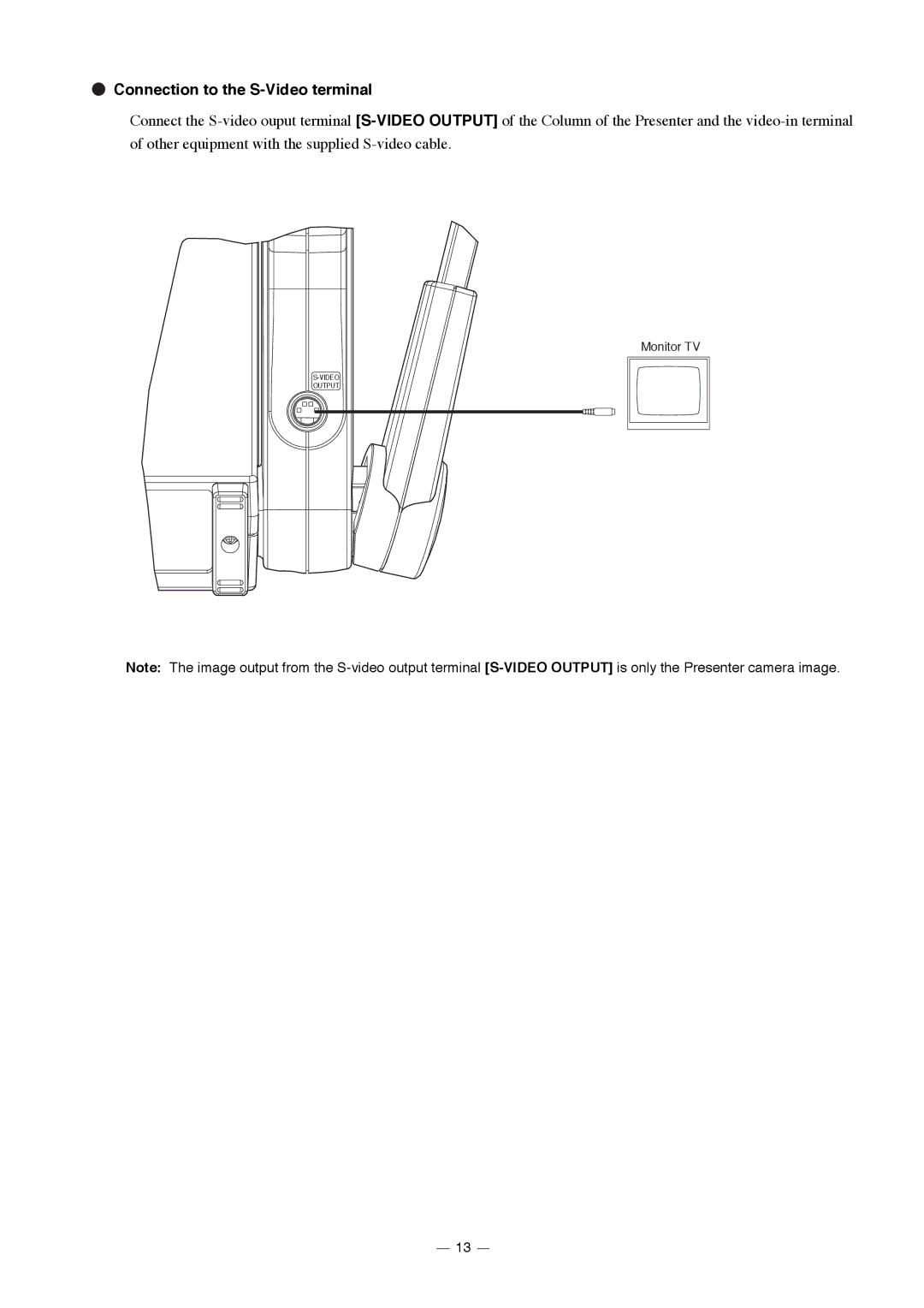 Elmo HV-3000XG instruction manual Connection to the S-Video terminal 